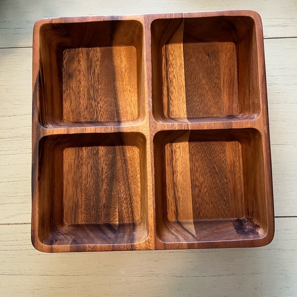 The Cellar Wood Divided Teak Tray